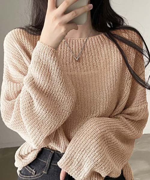 gossip！ロサンゼルス（ゴシップロサンゼルス）の「シースルーニットトップス（ニット/セーター・レディース・ベージュ/ホワイト/グレー/ブラック・FREE）」の13枚目の写真