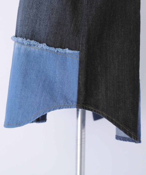 kOhAKU（コハク）の「『パッチワークコットンデニムシャツ』（シャツ/ブラウス・レディース・ブルー・2/1）」の9枚目の写真