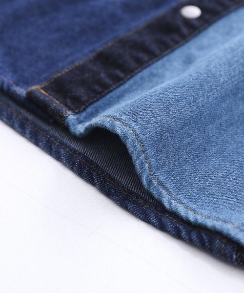 kOhAKU（コハク）の「『パッチワークコットンデニムシャツ』（シャツ/ブラウス・レディース・ブルー・2/1）」の12枚目の写真