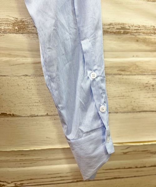 ENFOLD ウォータープルーフレイヤードポプ リンシャツ アシンメトリー 変形 ENFOLD ウォータープルーフレイヤードポプ リンシャツ