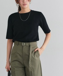 Pierrot（ピエロ）の「ニット5分袖トップス クルーネック（ニット/セーター・レディース）」