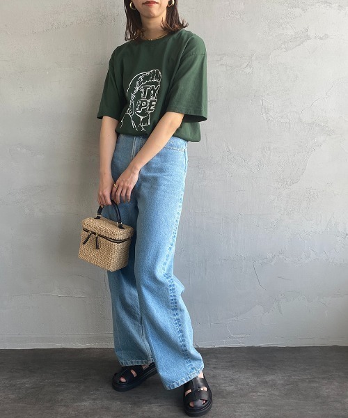 FUNG（ファング）の「[FUNG/ファング] TYPE カットオフプリントTシャツ（Tシャツ/カットソー・レディース・ダークグリーン/ホワイト・M）」の9枚目の写真