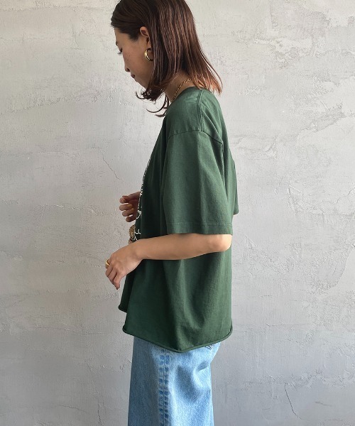 FUNG（ファング）の「[FUNG/ファング] TYPE カットオフプリントTシャツ（Tシャツ/カットソー・レディース・ダークグリーン/ホワイト・M）」の13枚目の写真