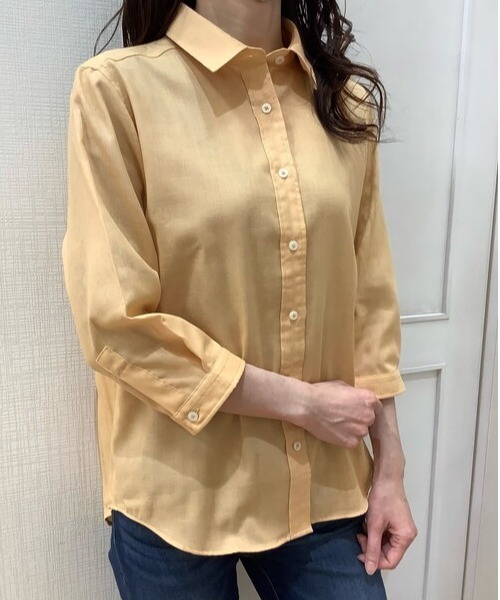Pitta Re:)(ピッタリ)の「【Pitta Re:)】ふわっとガーゼシャツ 七分袖 綿100% レディースカジュアルシャツ(シャツ/ブラウス・レディース・マスタード/オレンジ・S/M/LL/L)」の9枚目の写真