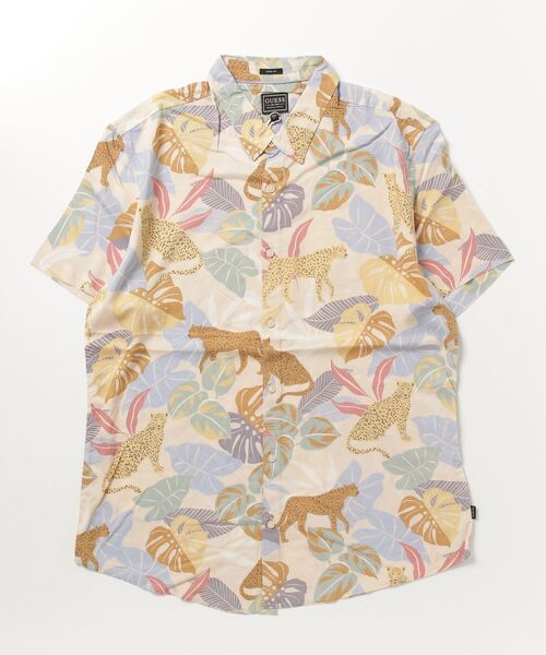 Guess（ゲス）の「Eco Rayon Jungle Leopard Shirt 半袖 シャツ（シャツ/ブラウス・メンズ・ライトイエロー・SMALL/MEDIUM/LARGE/X-LARGE）」の6枚目の写真