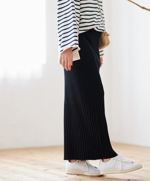 JOURNAL STANDARD（ジャーナルスタンダード）の「《追加》コットンナイロンストレッチリブスカート（スカート・レディース・ブラック/カーキ・FREE）」の3枚目の写真