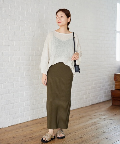 JOURNAL STANDARD（ジャーナルスタンダード）の「《追加》コットンナイロンストレッチリブスカート（スカート・レディース・ブラック/カーキ・FREE）」の18枚目の写真