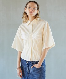 ハーフスリーブサテンオーバーシャツ / Half Sleeve Satin Over Shirt