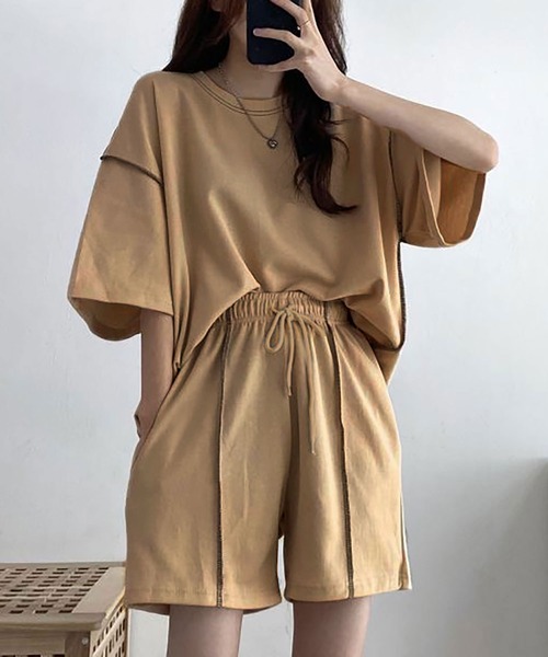 NinaetLina（ニナエリナ）の「カットソーセットアップ（ルームウェア/パジャマ・レディース・ブラック/グレー/ベージュ・M/L/XL）」の3枚目の写真