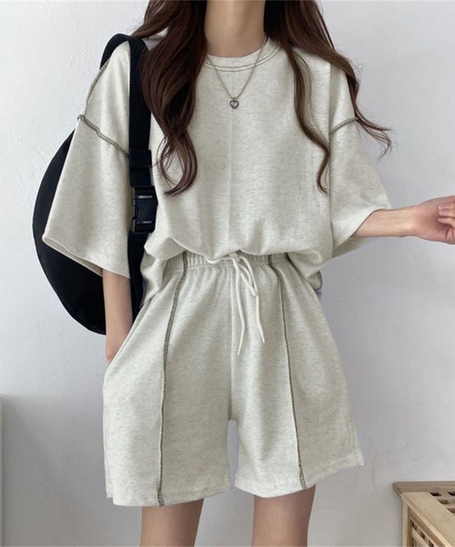 NinaetLina（ニナエリナ）の「カットソーセットアップ（ルームウェア/パジャマ・レディース・ブラック/グレー/ベージュ・M/L/XL）」の6枚目の写真