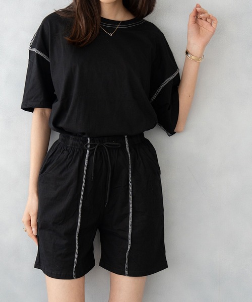 NinaetLina（ニナエリナ）の「カットソーセットアップ（ルームウェア/パジャマ・レディース・ブラック/グレー/ベージュ・M/L/XL）」の14枚目の写真