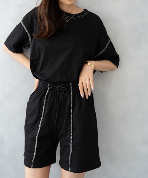 NinaetLina（ニナエリナ）の「カットソーセットアップ（ルームウェア/パジャマ・レディース・ブラック/グレー/ベージュ・M/L/XL）」の16枚目の写真