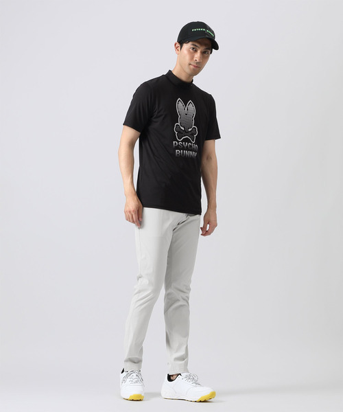 【新品未使用・タグ付き】 Psycho Bunny モックネック半袖シャツ GOLF]ラバーロゴ 半袖モックネックTシャツ｜Psycho Bunny