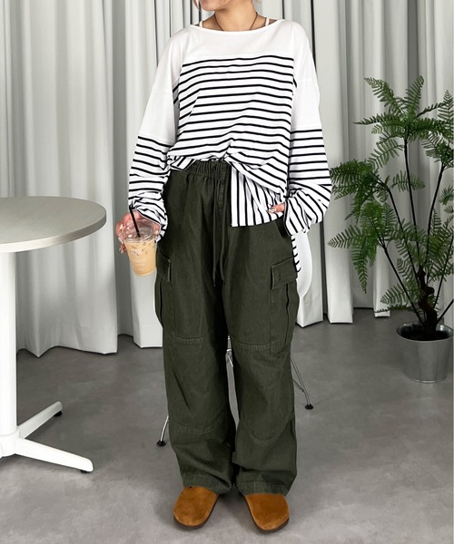 PairPair(ペアペア)の「ボーダーロンT(Tシャツ/カットソー・レディース・ブラック/レッド・FREE)」の6枚目の写真