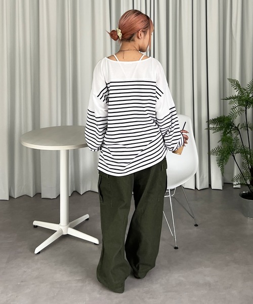 PairPair(ペアペア)の「ボーダーロンT(Tシャツ/カットソー・レディース・ブラック/レッド・FREE)」の7枚目の写真