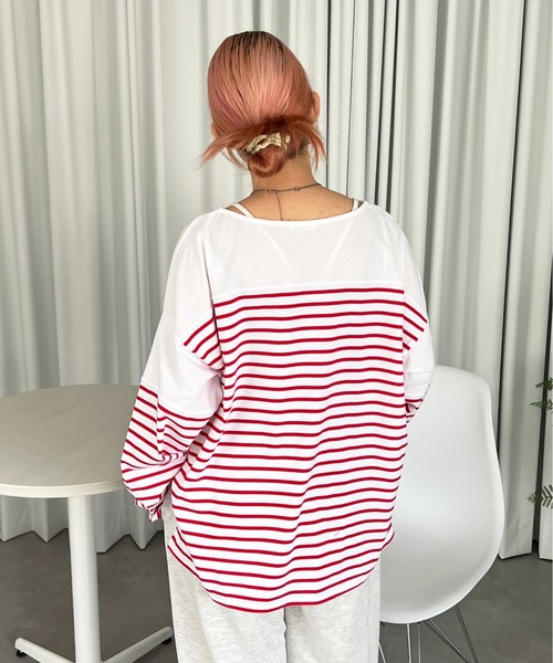 PairPair(ペアペア)の「ボーダーロンT(Tシャツ/カットソー・レディース・ブラック/レッド・FREE)」の11枚目の写真