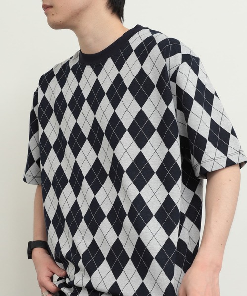 SENSE OF PLACE by URBAN RESEARCH(センスオブプレイスバイアーバンリサーチ)の「アーガイルジャガードTシャツ(5分袖)(Tシャツ/カットソー・メンズ・その他1/その他2/その他3・MEDIUM/LARGE)」の3枚目の写真
