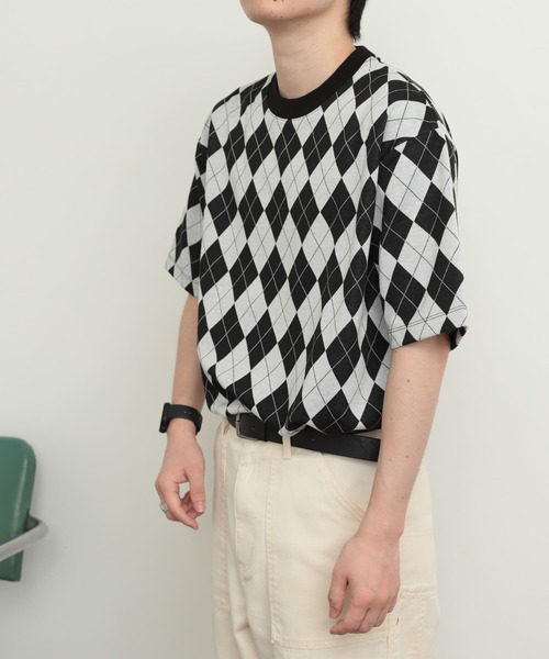 SENSE OF PLACE by URBAN RESEARCH(センスオブプレイスバイアーバンリサーチ)の「アーガイルジャガードTシャツ(5分袖)(Tシャツ/カットソー・メンズ・その他1/その他2/その他3・MEDIUM/LARGE)」の5枚目の写真