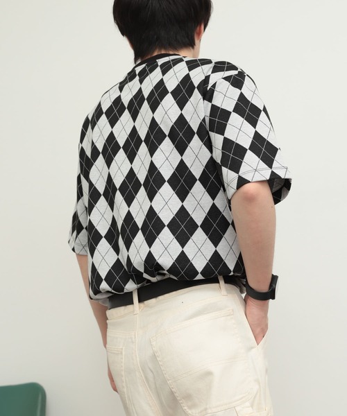 SENSE OF PLACE by URBAN RESEARCH(センスオブプレイスバイアーバンリサーチ)の「アーガイルジャガードTシャツ(5分袖)(Tシャツ/カットソー・メンズ・その他1/その他2/その他3・MEDIUM/LARGE)」の7枚目の写真