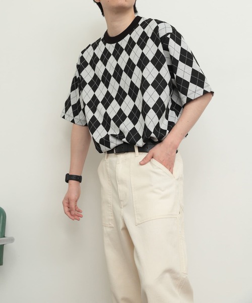 SENSE OF PLACE by URBAN RESEARCH(センスオブプレイスバイアーバンリサーチ)の「アーガイルジャガードTシャツ(5分袖)(Tシャツ/カットソー・メンズ・その他1/その他2/その他3・MEDIUM/LARGE)」の8枚目の写真