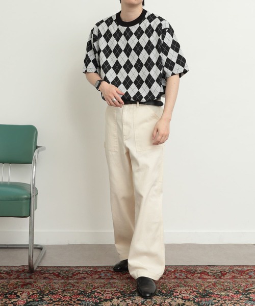 SENSE OF PLACE by URBAN RESEARCH(センスオブプレイスバイアーバンリサーチ)の「アーガイルジャガードTシャツ(5分袖)(Tシャツ/カットソー・メンズ・その他1/その他2/その他3・MEDIUM/LARGE)」の9枚目の写真