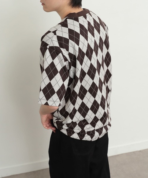 SENSE OF PLACE by URBAN RESEARCH(センスオブプレイスバイアーバンリサーチ)の「アーガイルジャガードTシャツ(5分袖)(Tシャツ/カットソー・メンズ・その他1/その他2/その他3・MEDIUM/LARGE)」の15枚目の写真