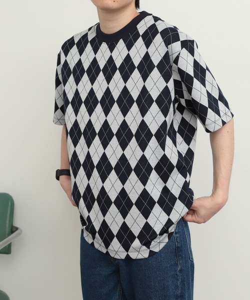 SENSE OF PLACE by URBAN RESEARCH(センスオブプレイスバイアーバンリサーチ)の「アーガイルジャガードTシャツ(5分袖)(Tシャツ/カットソー・メンズ・その他1/その他2/その他3・MEDIUM/LARGE)」の20枚目の写真