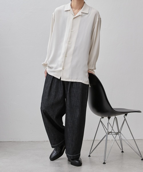 (美品)Lui's ブラック ワイドデニムパンツ Lui's ジーンズ デニム デニムパンツ 「mi-企画」ワイドデニム