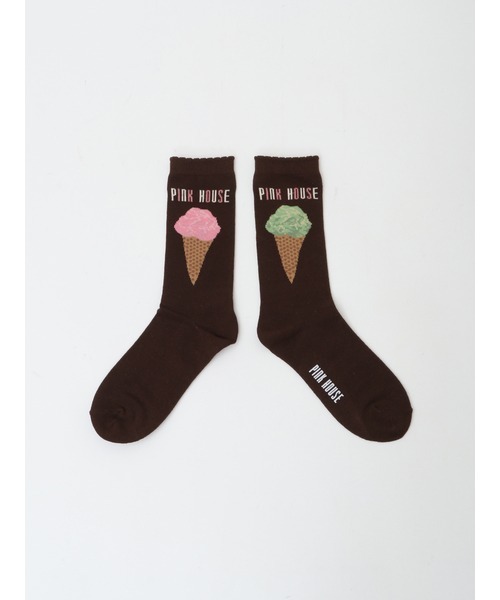 PINK HOUSE（ピンクハウス）の「アイスクリーム柄ソックス（ソックス/靴下・レディース・ブラック/チョコ/ライトブルー/キナリ・フリー）」の4枚目の写真