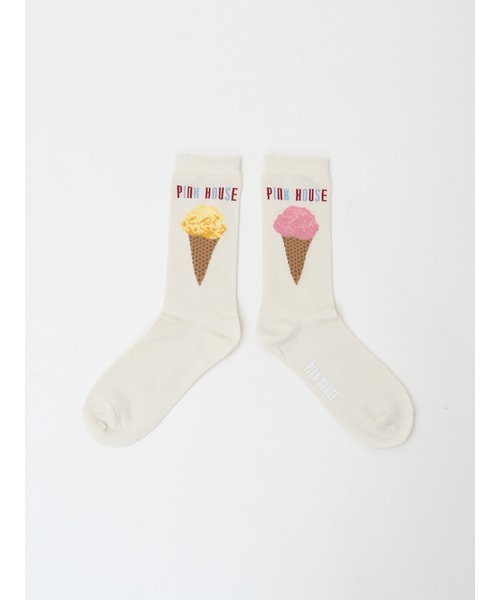 PINK HOUSE（ピンクハウス）の「アイスクリーム柄ソックス（ソックス/靴下・レディース・ブラック/チョコ/ライトブルー/キナリ・フリー）」の2枚目の写真