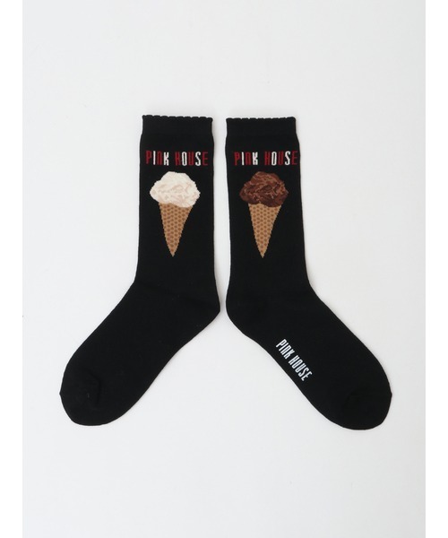 PINK HOUSE（ピンクハウス）の「アイスクリーム柄ソックス（ソックス/靴下・レディース・ブラック/チョコ/ライトブルー/キナリ・フリー）」の3枚目の写真