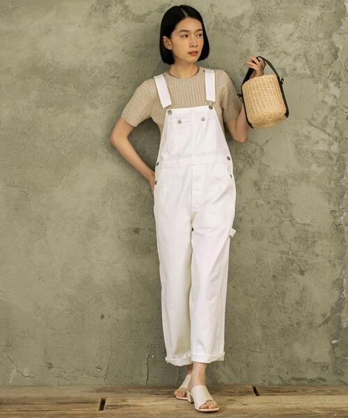 coen（コーエン）の「デニムオーバーオール（サロペット/オーバーオール・レディース・オフホワイト/コバルトブルー・M/L）」の3枚目の写真