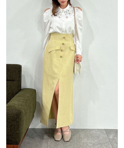 dazzlin（ダズリン）の「ハイウエストボタンIラインスカート（スカート