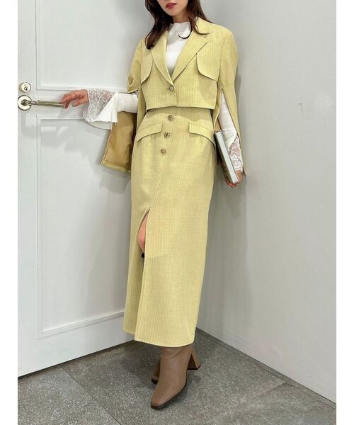 dazzlin（ダズリン）の「ハイウエストボタンIラインスカート（スカート・レディース・イエロー/ブラウン/ブラック/アイボリー/グリーン・SMALL/MEDIUM）」の19枚目の写真