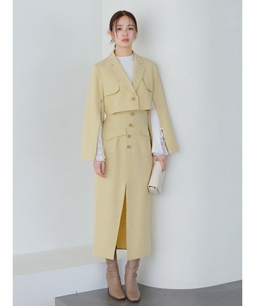 dazzlin（ダズリン）の「ハイウエストボタンIラインスカート（スカート・レディース・イエロー/ブラウン/ブラック/アイボリー/グリーン・SMALL/MEDIUM）」の5枚目の写真