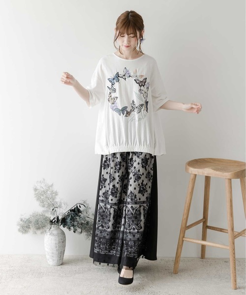 【美品】iS ScoLar イズスカラー 蝶刺繍カーゴパンツ イズスカラー / 花蝶刺繍チュール重ねカーゴスカート | ITEM