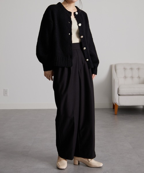 RANAN（ラナン）の「［3サイズ展開］あったか美脚見え2タックワイドパンツ（スラックス・レディース・イエロー/グレー/ブラック/オフホワイト・L/M/LL）」の10枚目の写真