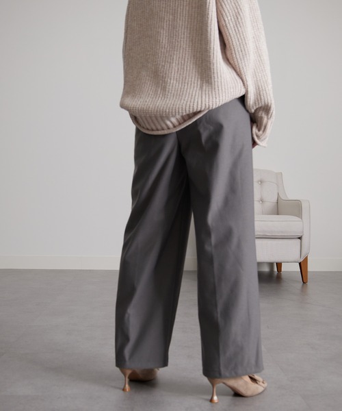 RANAN（ラナン）の「［3サイズ展開］あったか美脚見え2タックワイドパンツ（スラックス・レディース・イエロー/グレー/ブラック/オフホワイト・L/M/LL）」の14枚目の写真