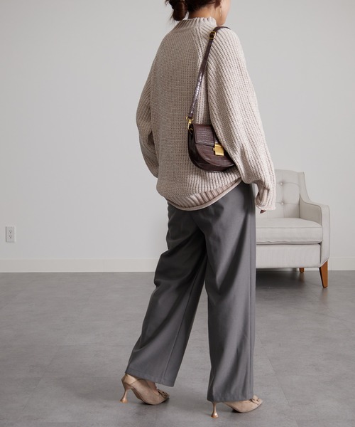 RANAN（ラナン）の「［3サイズ展開］あったか美脚見え2タックワイドパンツ（スラックス・レディース・イエロー/グレー/ブラック/オフホワイト・L/M/LL）」の15枚目の写真