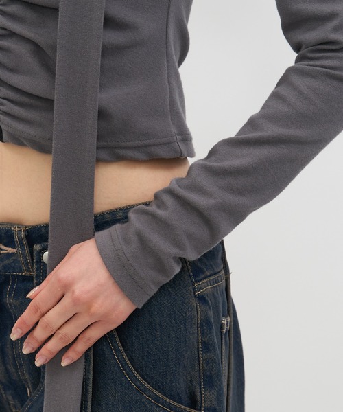 SPIRALGIRL（スパイラルガール）の「スカーフ付きコルセットホックデザイントップス（Tシャツ/カットソー・レディース・ブラック/グレー・FREE）」の17枚目の写真