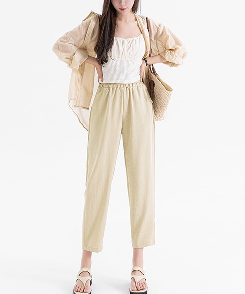 Grandeir(グランディール)の「リネンタッチテーパードパンツ(その他パンツ・レディース・ブラック/ピンク/ベージュ/グレー・M)」の4枚目の写真