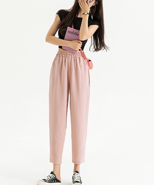 Grandeir(グランディール)の「リネンタッチテーパードパンツ(その他パンツ・レディース・ブラック/ピンク/ベージュ/グレー・M)」の1枚目の写真