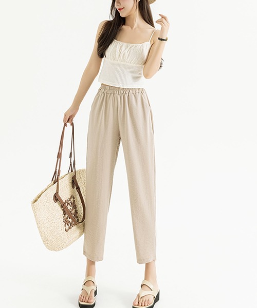 Grandeir(グランディール)の「リネンタッチテーパードパンツ(その他パンツ・レディース・ブラック/ピンク/ベージュ/グレー・M)」の14枚目の写真