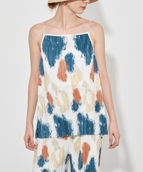 Settimissimo（セッティミッシモ）の「アートプリントプリーツキャミソール（キャミソール・レディース・ブルー/オフホワイト・FREE）」の2枚目の写真