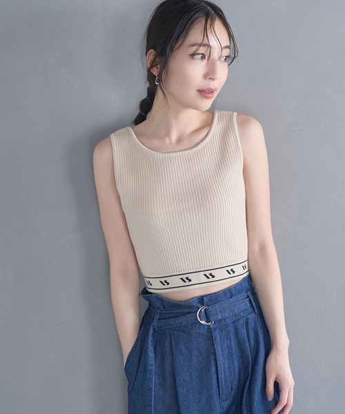 VIS（ビス）の「【洗える】裾ロゴ短丈タンクトップ（タンクトップ・レディース・ブラック系その他/ホワイト系その他5・FREE）」の4枚目の写真