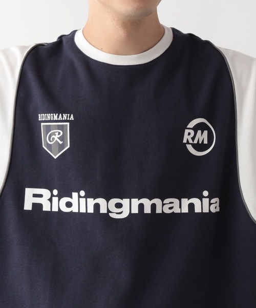 Ridingmania（ライディングマニア）の「【Ridingmania/ライディングマニア】ブランドロゴ/サイクルTシャツ（Tシャツ/カットソー・メンズ・ホワイト/ネイビー・FREE）」の5枚目の写真