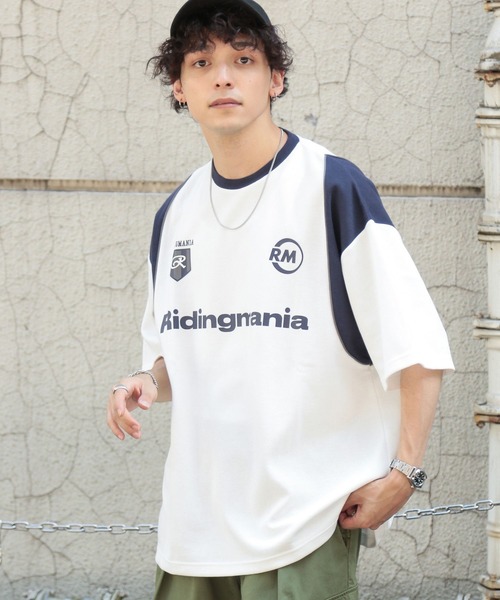 Ridingmania（ライディングマニア）の「【Ridingmania/ライディングマニア】ブランドロゴ/サイクルTシャツ（Tシャツ/カットソー・メンズ・ホワイト/ネイビー・FREE）」の9枚目の写真