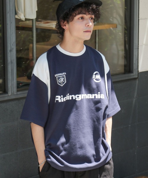 Ridingmania（ライディングマニア）の「【Ridingmania/ライディングマニア】ブランドロゴ/サイクルTシャツ（Tシャツ/カットソー・メンズ・ホワイト/ネイビー・FREE）」の6枚目の写真