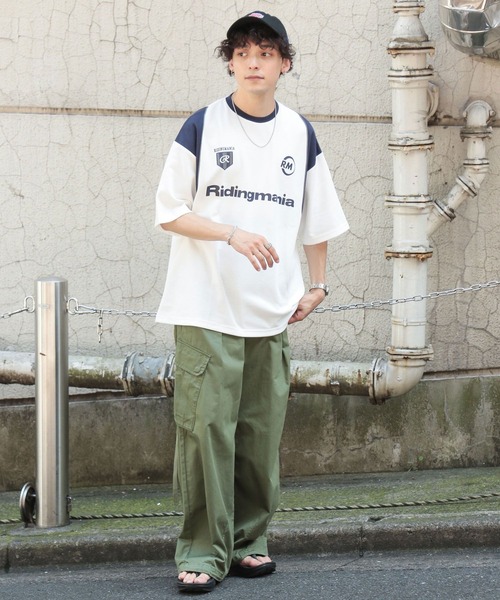 Ridingmania（ライディングマニア）の「【Ridingmania/ライディングマニア】ブランドロゴ/サイクルTシャツ（Tシャツ/カットソー・メンズ・ホワイト/ネイビー・FREE）」の7枚目の写真