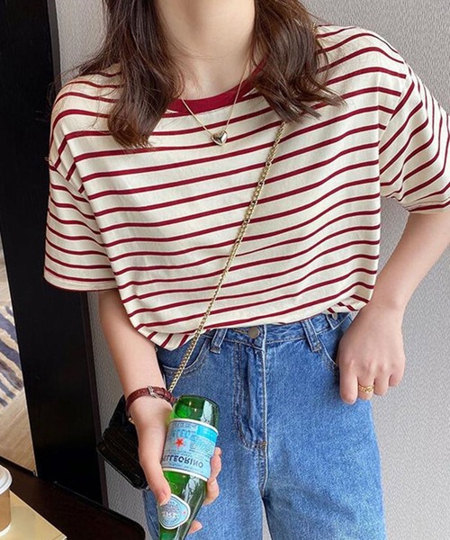 Lilamusant(リラミュゾン)の「【Un】【it】【Lilamusant(リラミュゾン)】リンガーネックボーダーTee(Tシャツ/カットソー・レディース・マスタード/ブルー/レッド/グリーン/ダークネイビー・FREE)」の5枚目の写真
